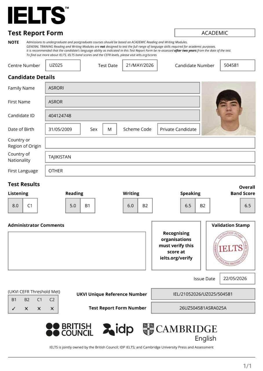 IELTS — ASROR ASRORI